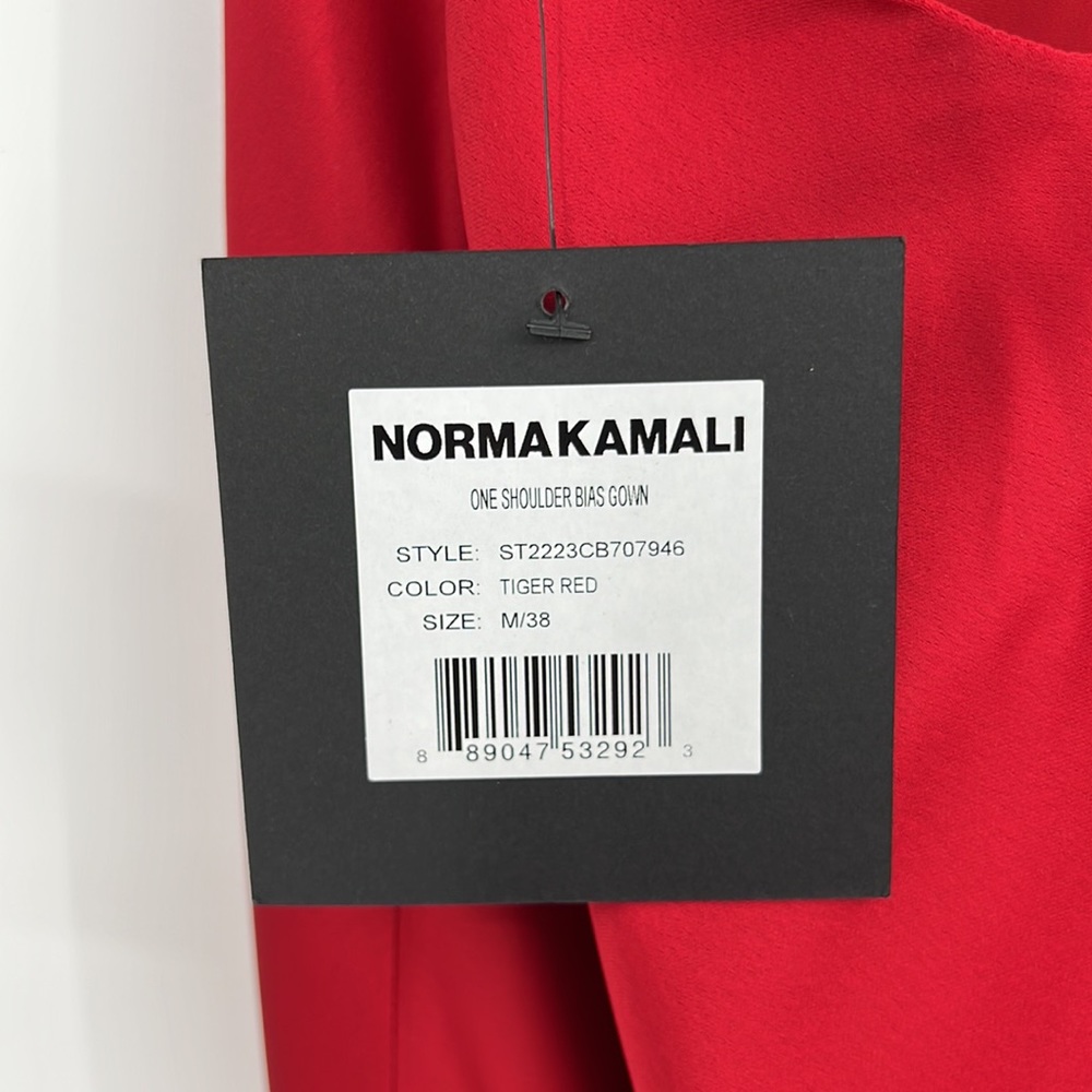 Norma Kamali One Shoulder Bias Gown in Tiger Red Medium - Picture 8 of 10